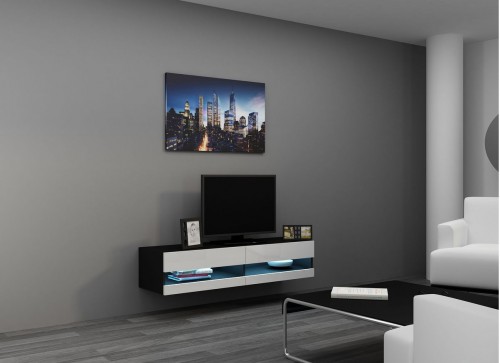 Тумба ТВ 140 VIGO NEW Cama черный / белый глянец